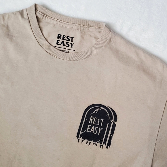 REST EASY Permanent Vacation Skeleton Beach Graphic T-Shirt - Picture 2 of 2